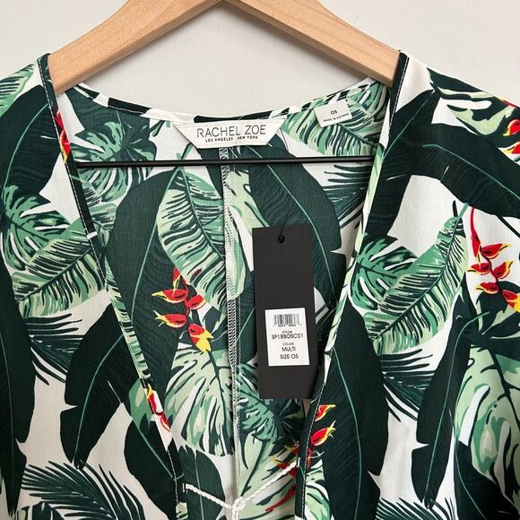 Rachel Zoe Palm Leaf Print Kaftan Duster Cover Up Kimono - Picture 5 of 8